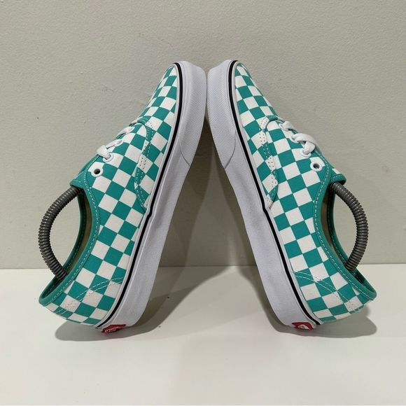 Vans Teal and White Checkered Sneakers - Picture 5 of 8